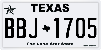 TX license plate BBJ1705