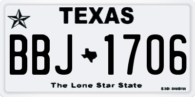 TX license plate BBJ1706