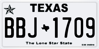TX license plate BBJ1709