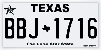 TX license plate BBJ1716