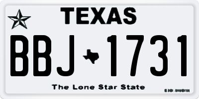 TX license plate BBJ1731