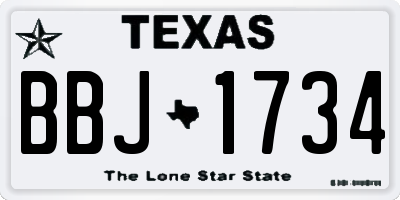 TX license plate BBJ1734