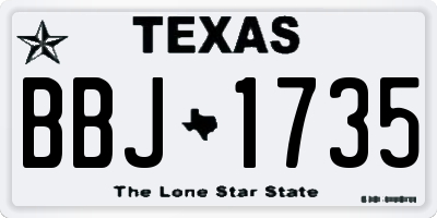 TX license plate BBJ1735