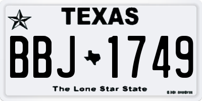 TX license plate BBJ1749
