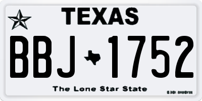 TX license plate BBJ1752