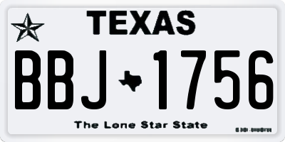 TX license plate BBJ1756