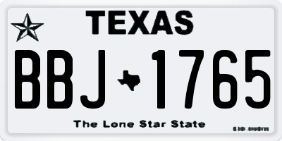 TX license plate BBJ1765
