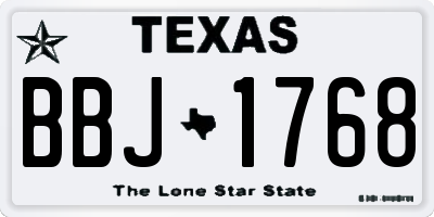 TX license plate BBJ1768