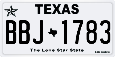 TX license plate BBJ1783