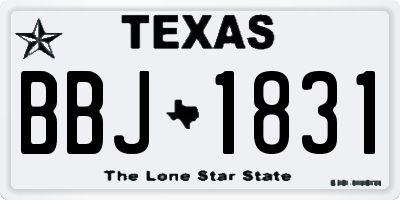 TX license plate BBJ1831