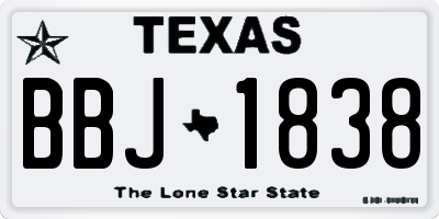 TX license plate BBJ1838