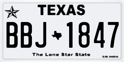 TX license plate BBJ1847