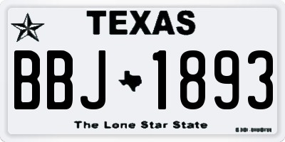 TX license plate BBJ1893