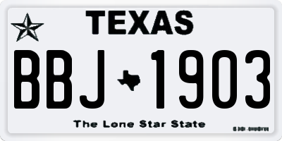 TX license plate BBJ1903