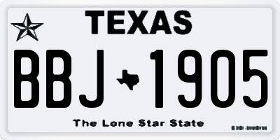 TX license plate BBJ1905