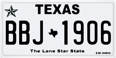 TX license plate BBJ1906