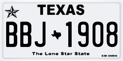 TX license plate BBJ1908