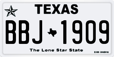 TX license plate BBJ1909