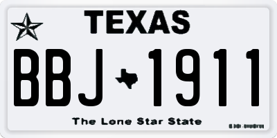 TX license plate BBJ1911