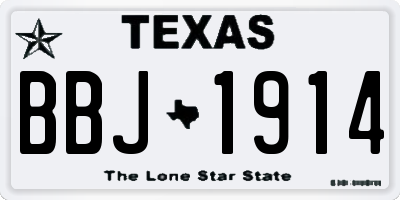 TX license plate BBJ1914