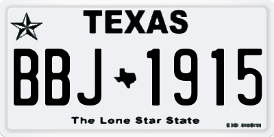 TX license plate BBJ1915