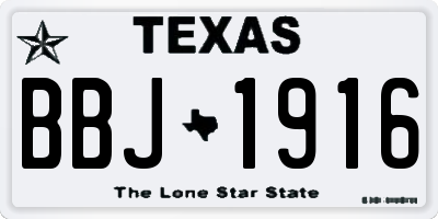 TX license plate BBJ1916