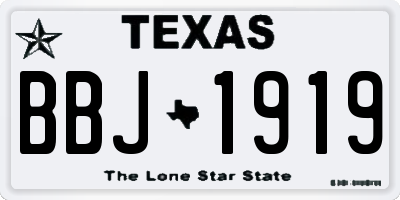 TX license plate BBJ1919