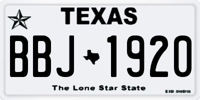 TX license plate BBJ1920