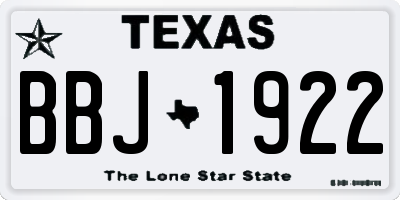 TX license plate BBJ1922