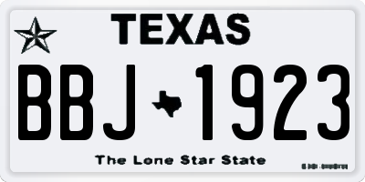 TX license plate BBJ1923