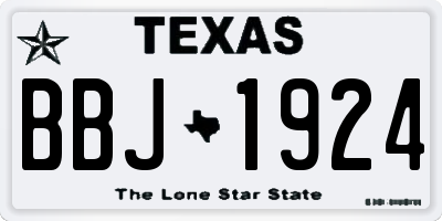 TX license plate BBJ1924