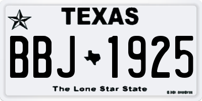 TX license plate BBJ1925
