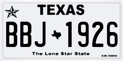 TX license plate BBJ1926