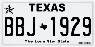 TX license plate BBJ1929