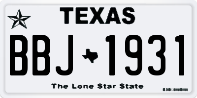 TX license plate BBJ1931