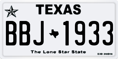 TX license plate BBJ1933