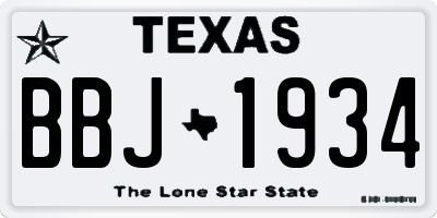 TX license plate BBJ1934