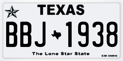 TX license plate BBJ1938