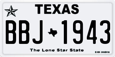 TX license plate BBJ1943