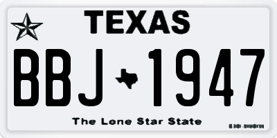 TX license plate BBJ1947