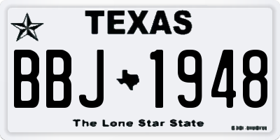 TX license plate BBJ1948