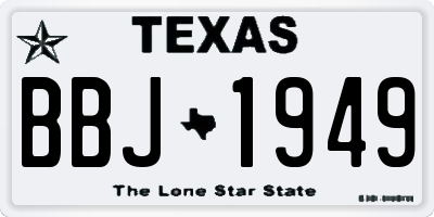 TX license plate BBJ1949