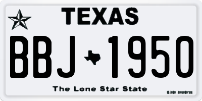 TX license plate BBJ1950