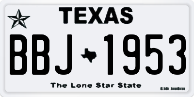 TX license plate BBJ1953