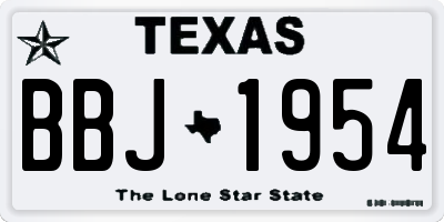 TX license plate BBJ1954