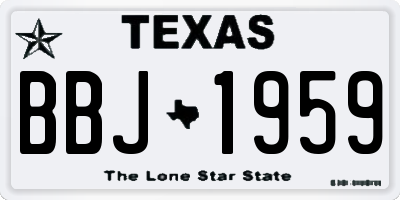 TX license plate BBJ1959