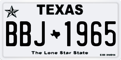 TX license plate BBJ1965