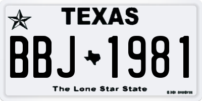 TX license plate BBJ1981