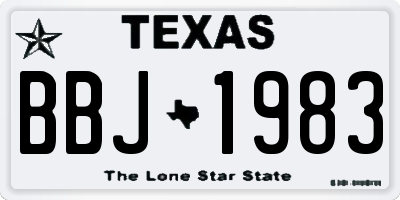 TX license plate BBJ1983