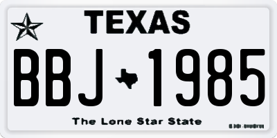 TX license plate BBJ1985